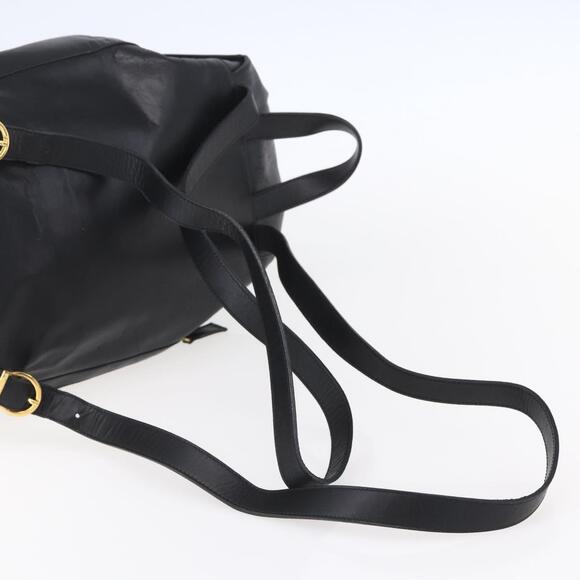 Salvatore Ferragamo Gancini Backpack Leather Black Gold Auth 153904 main image 6